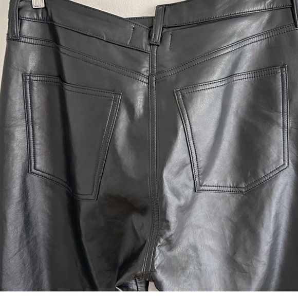 Agolde Leather Blend Criss Cross Straight Women's Black Pants size 27 - Picture 6 of 9